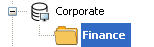 The finance folder showing under an environment called corporate. Choose or create an environment to use.